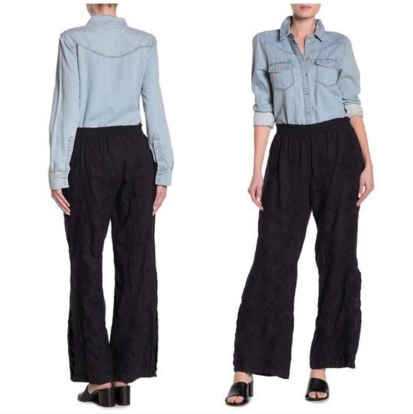 Johnny Was Renee Embroired Side Slit Palazzo Linen Pants Size XS - Picture 3 of 17